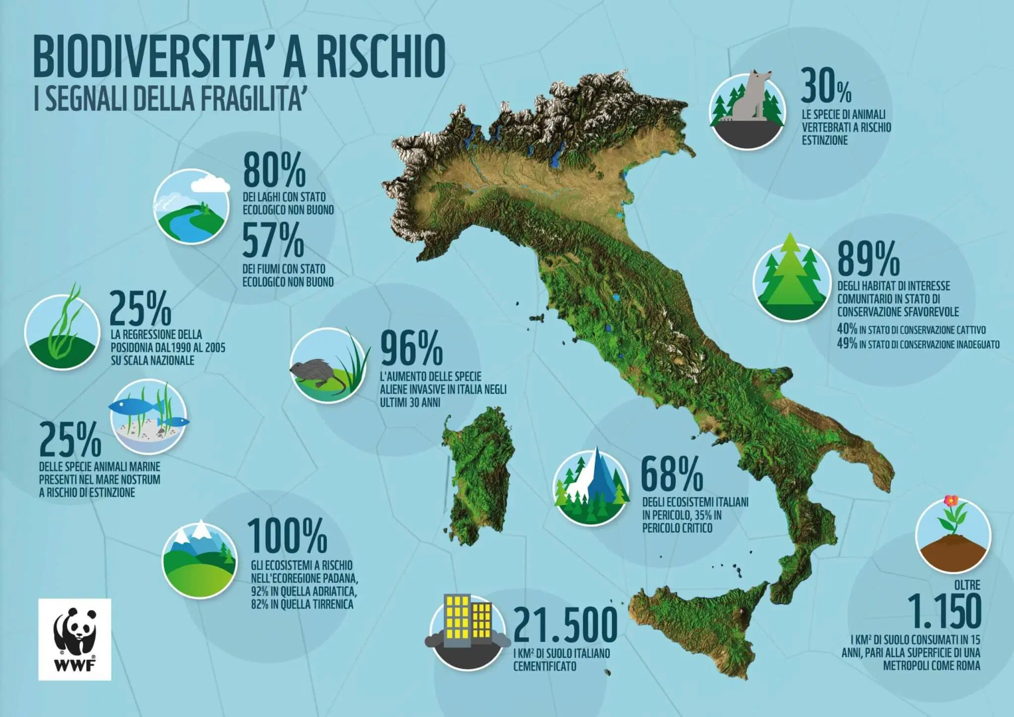 WWF Infografica Italia fragilità biodiversità