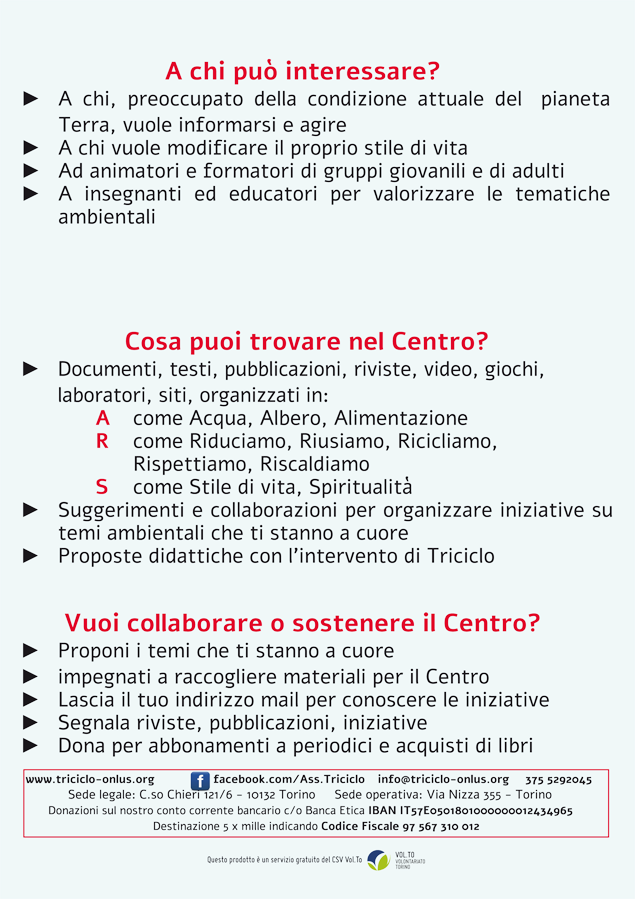 pieghevole Centro Documentazione retro